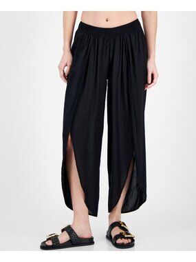 Raviya Women's Front-Slit Cover-up Pants, Black